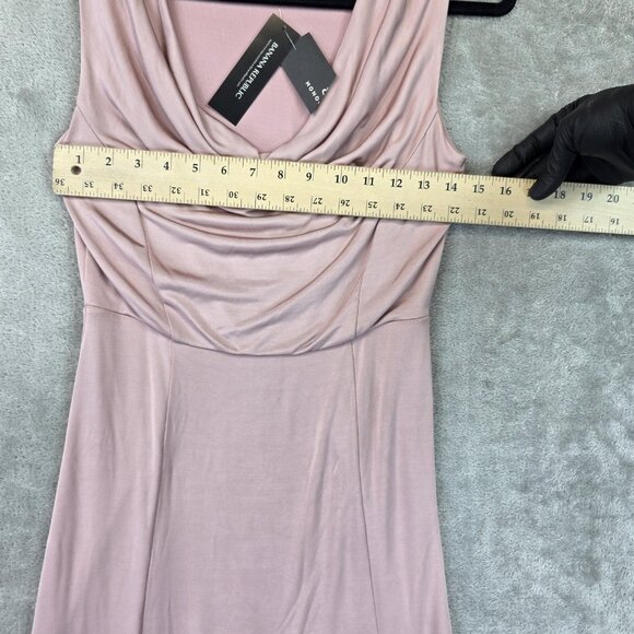 Banana Republic Dress Womens Small Cowl Neck Sleeveless Midi Ruched Monogram - Picture 5 of 13